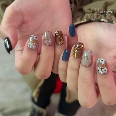 秋冬メイラード風ネイル¥8500
