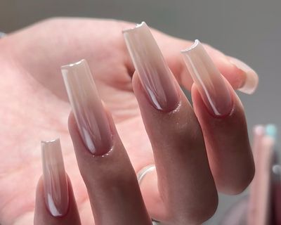 【チップ長さだし】透明感ミラー·オーロラワンカラーネイルベースあり　10990