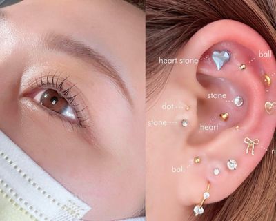 まつげパーマ、ラッシュリフト、韓国風まつげパーマ＋耳つぼジュエリーセット