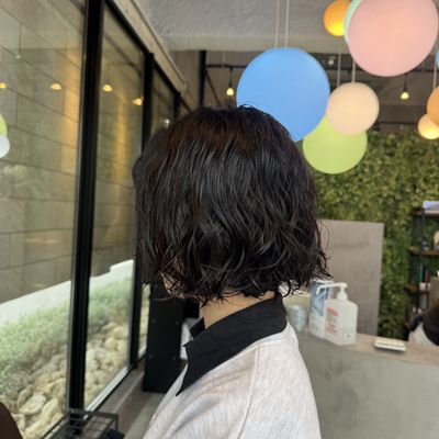 似合わせカット+ふんわりボブパーマ+保湿トリートメント