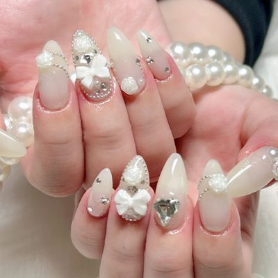 【Hand】🎀 ワンカラー★時間内10本大人気大きいパーツ載せ放題¥8980