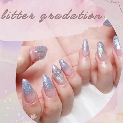 【爪先キラキラ☆】ラメグラデーションネイル☆