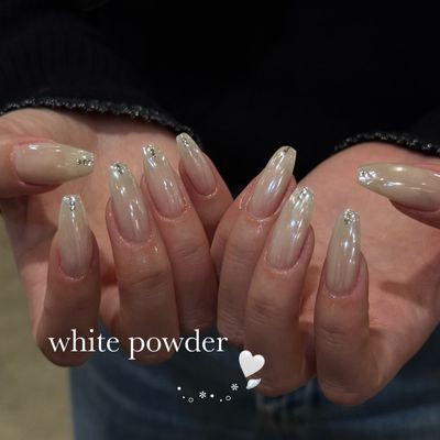 【リピーター様】艶々🤍パウダーネイル(ベースカラーあり)