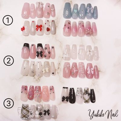 🆕デザイン追加【平日限定】オフ込!!リボン付き🎀韓国風ワンホンネイル