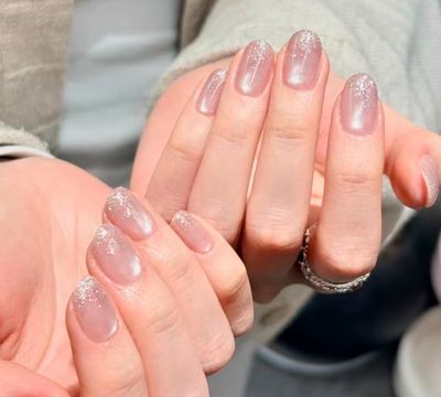 【透明感ガラス】ちゅるんビー玉マグネット✖️先端ラメ