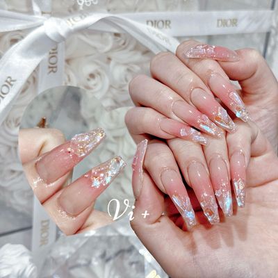 【チップ長さ出し】☆夏おすすめ☆チーク+オーロラストーンデザイン12980円