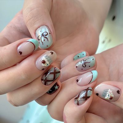新作〜ミントキャンディ ネイル¥8500