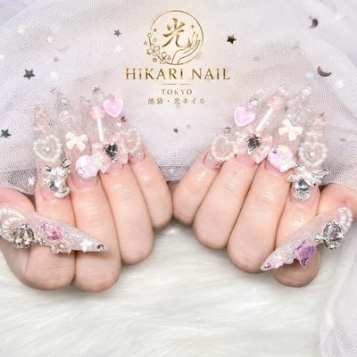 【モデル】長さだし10本★アート・パーツつけ放題 ¥14,900→¥6,000