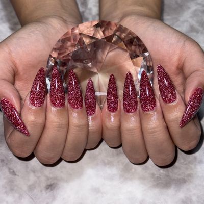 【アクリルスカルプ】ワンカラー/ラメグラ💅🏽ストーン10個