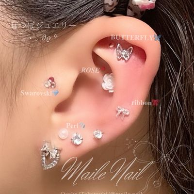 耳つぼジュエリー👂【パーツ3🎀・ストーン3💎計6粒お試しプラン】