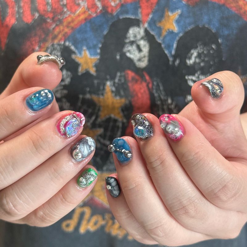 posa nail/個性派ニュアンス/ごてごて/似合わせ