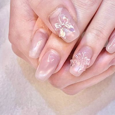  リボンパーツ2個付きマグネットネイル🎀🫧