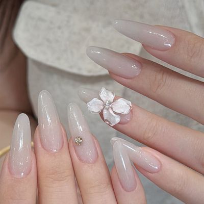 🔥【トレンド】氷花アイスフラワー✨3D大人シンプルネイル8980円→6000円