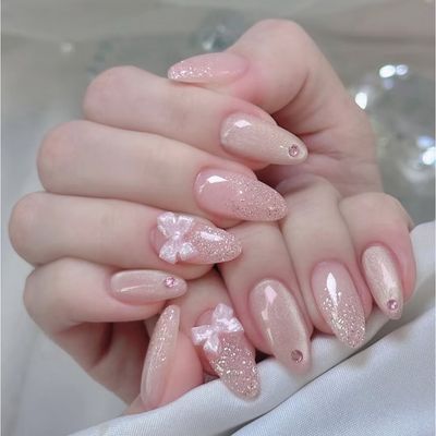 【平日17時まで限定】チップ長さ出しワンカラー/ラメ+パーツ2個付き☆2色選べる