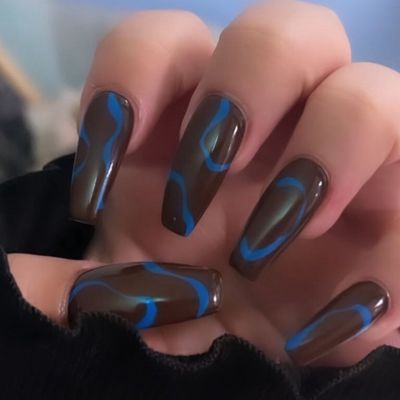 🦋チョコブルーアート nail🍫