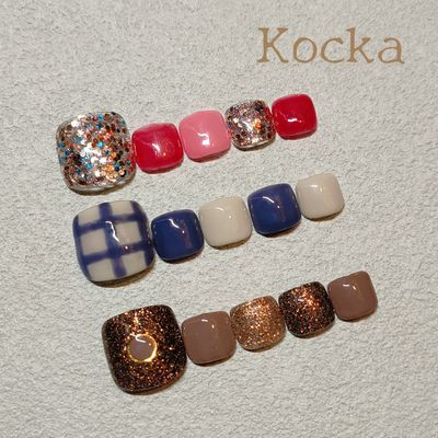 【フットバス·ケア込み】冬色フットデザイン¥10500