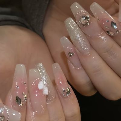 10本長さだしチップ+付けやり放題シンプルデザイン🥰🥰