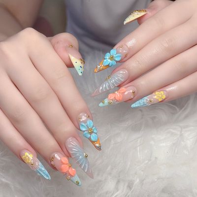 🌺SUMMER限定🌺【オフ込み】 10本長さだし+3Dデザインやり放題🌴