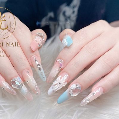 【長さだし 】🌟4本アート．ストーン．パーツ付け放題🌟¥9,800