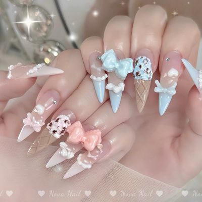 🍧【Nova TrendUp】チップ長さだしアイスクリーム3Dネイル💖🧁