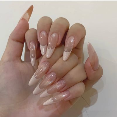 [チップ10本長さだし] フレンチ／ガラスフレンチ　ネイル