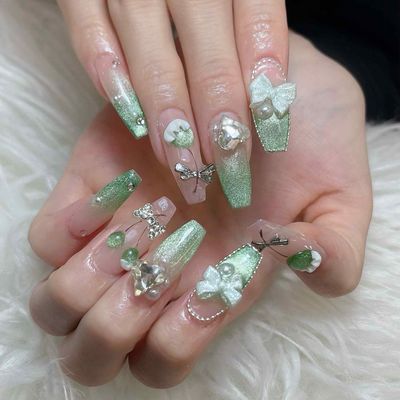 チップ長さだし10本🌸デザインやりパーツつけ放題