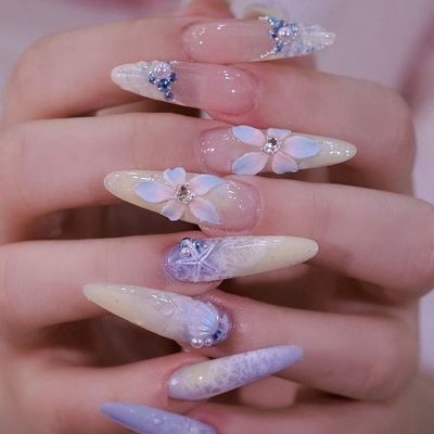 ネイルチップ10本長さ出し+ワンカラー