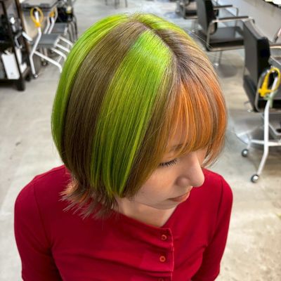 【デザインカラー】カット+ケアブリーチ+全体カラー+デザインカラー　