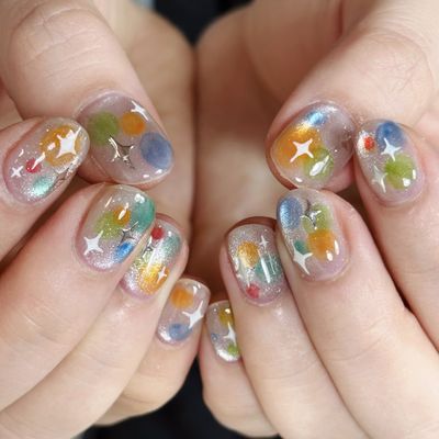人気No.1 カラフル猫眼ドットネイル🌈✨
