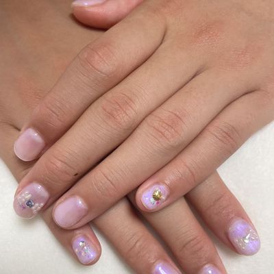 ワンカラーワンポイント パールリボン