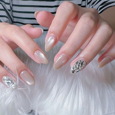 ワンカラー＋2本ラインストーン埋め尽くし