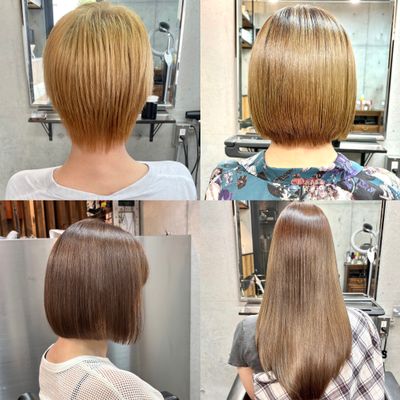 ブリーチ毛対応❗️ダメージレス酸性ストレート+ ショート・ボブカット+ケアtr