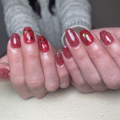 フラッシュネイル💅ハートホログラム埋め込み❤️