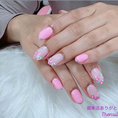自爪ネイルワンカラー2色まで 簡単ア-ト2本+フレンチ持ち込みデザインOk🎀