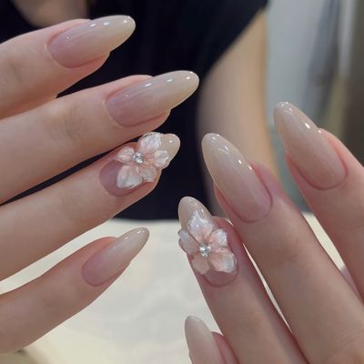 【自爪夏限定】🌸ワンカラー➕3Dフラワー2本🌸