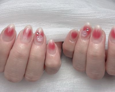 [自爪]うる艶チークネイル+ストーン２個プレゼント★　¥6480