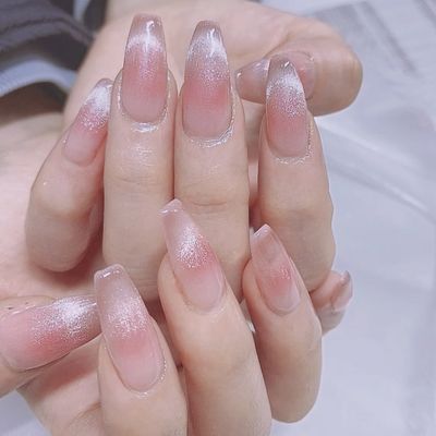 10本チップ長さだしチップワンホンチークマグネットフレンチ両手でパーツ2本つき