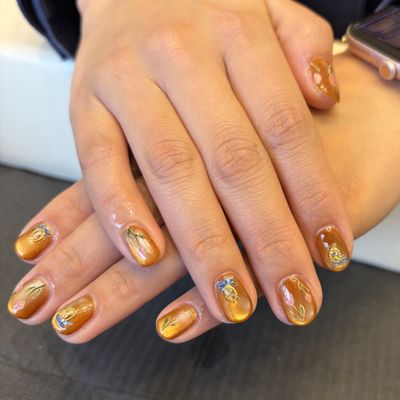 マグネットネイル+絵の具っぽいアート🎨