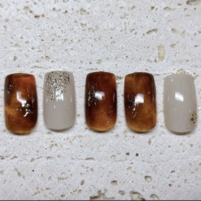 〝autumn nail〟べっこうネイル 【オフあり】