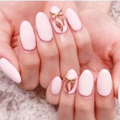 【ワンポイントが超かわいい♪】ビジュー2つ付きワンカラーor ラメグラ♪