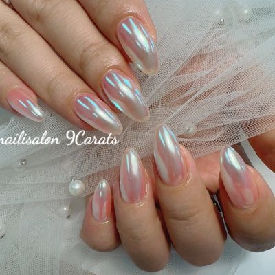 🧡夏定番ベースありオーロラかミラー🪞ネイル💅