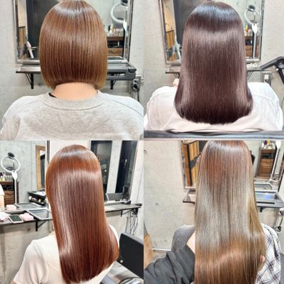 柔らかいツヤ髪縮毛矯正＋髪質改善カラー＋似合わせカット＋ケアトリートメント