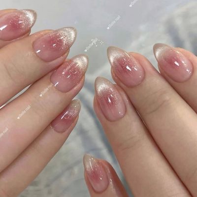 ハンドネイル自爪♥ワンホンマグネットフレンチ/チークマグネットフレンチ