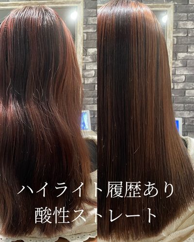 酸性ストレート＋カット＋髪質改善トリートメント