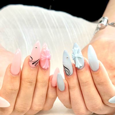 【ハンド】7月限定✨長さ出し10本ワンカラー🎀付替オフのある方は選択お願いします
