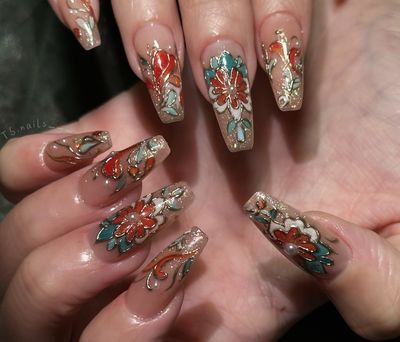 【美大生‼️ネイリスト】すごく贅沢手描く複雑持ち込みデザイン！！！
