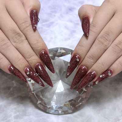 【アクリルスカルプ】ワンカラー/ラメグラ💅🏽ストーン10個