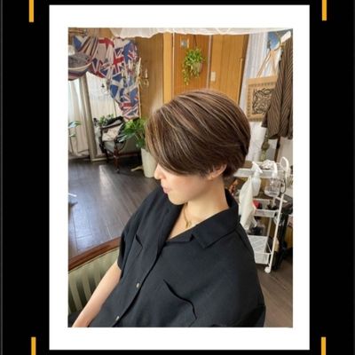 大人白髪活かしハイライト+カット