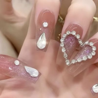 【長さ出しスカルプ】ハートネイル