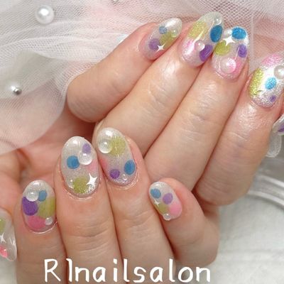 R1nailsalon夏限定　パステルポップネイル